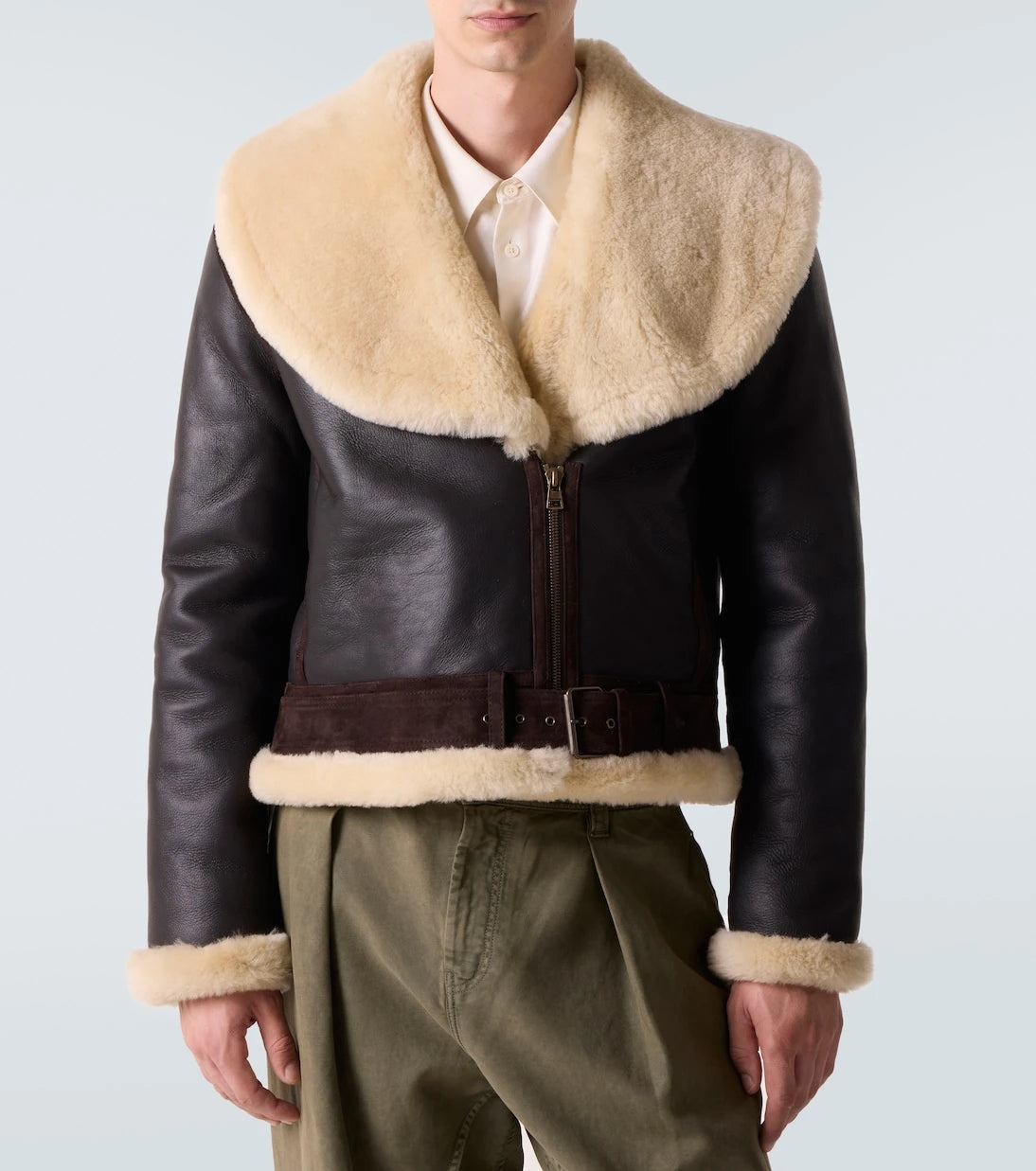 JW Anderson - Shearling-trimmed leather jacket
