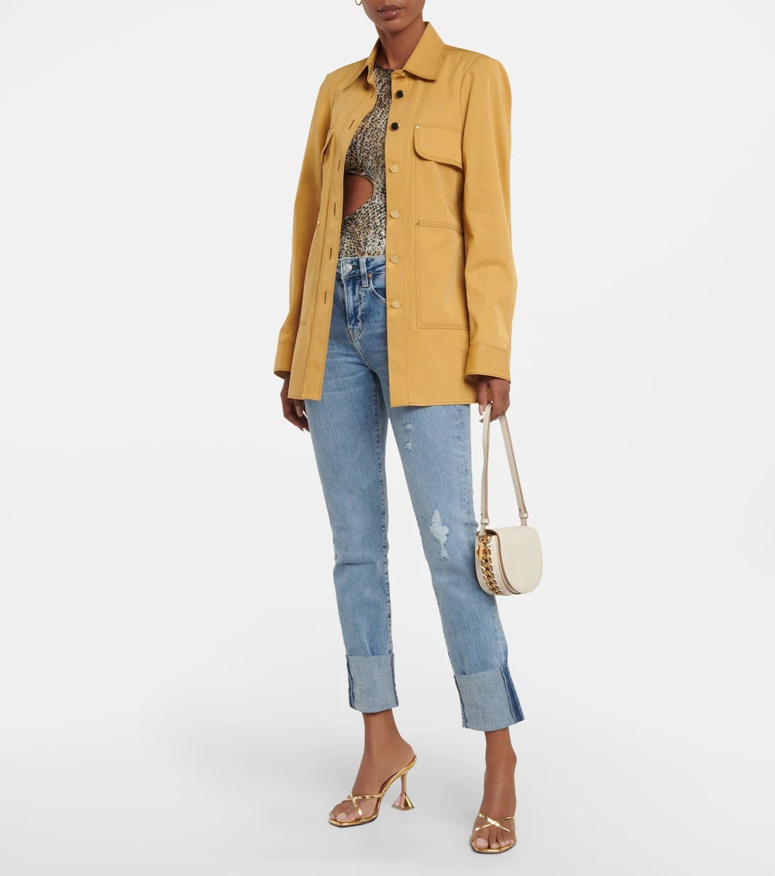 AG Jeans - جينز مستقيم مطوي الأطراف