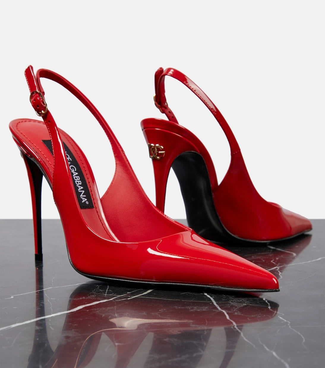 Dolce&Gabbana - DG patent leather slingback pumps