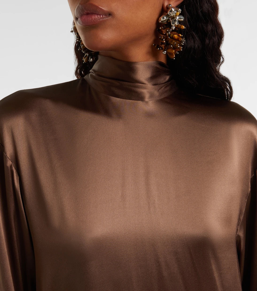 Dries Van Noten - Turtleneck silk-blend satin midi dress