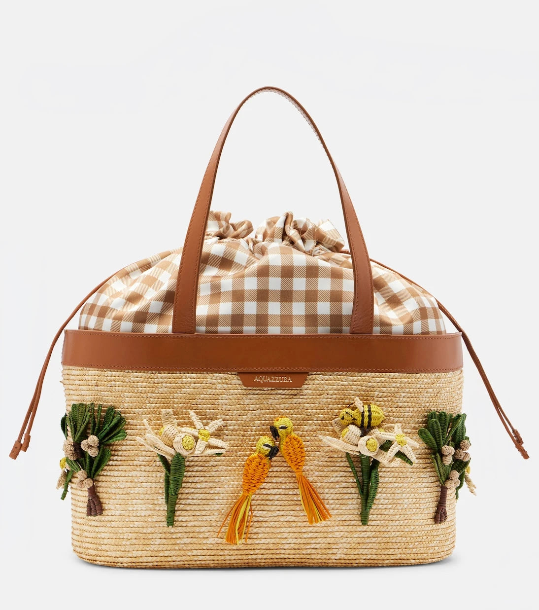 Aquazzura - Birdsong appliqué raffia tote bag