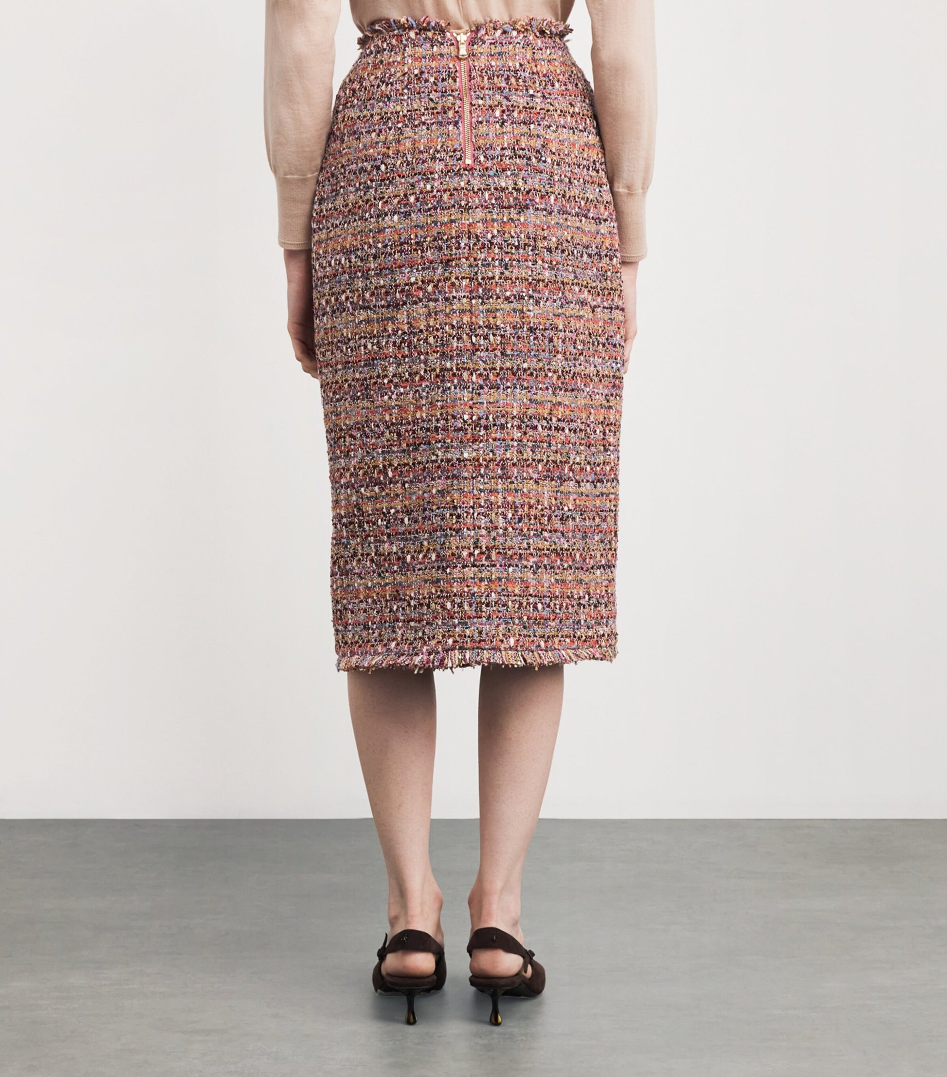 Multi Tweed Tai Midi Pencil Skirt