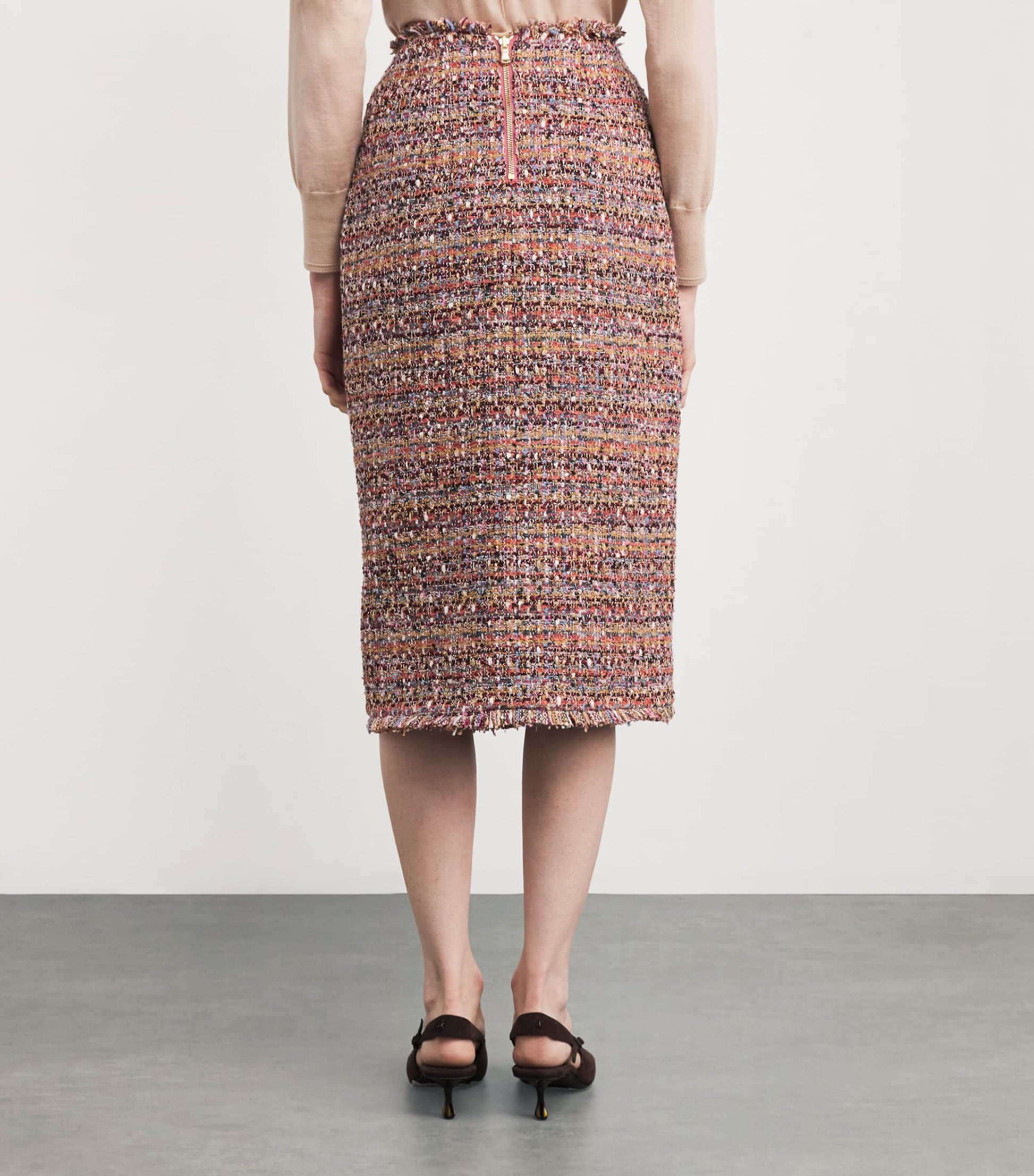 Tweed Tai Midi Pencil Skirt MAUVE/TANMULTITWEED
