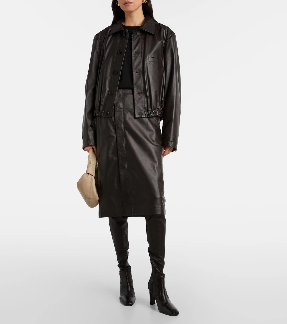 Lemaire - Leather midi skirt