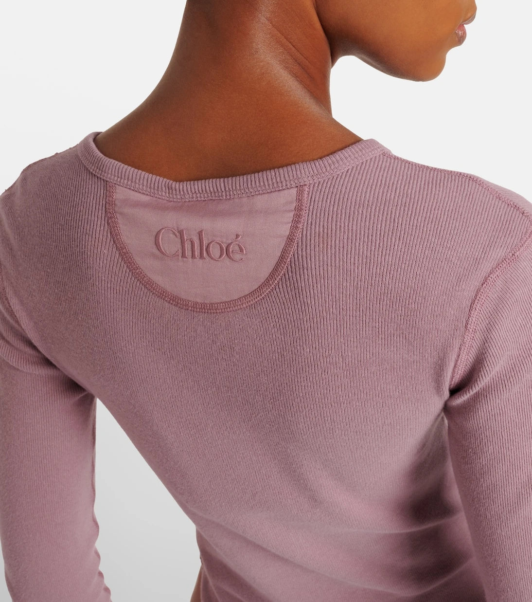 Chloé - Ribbed-knit cotton Henley shirt