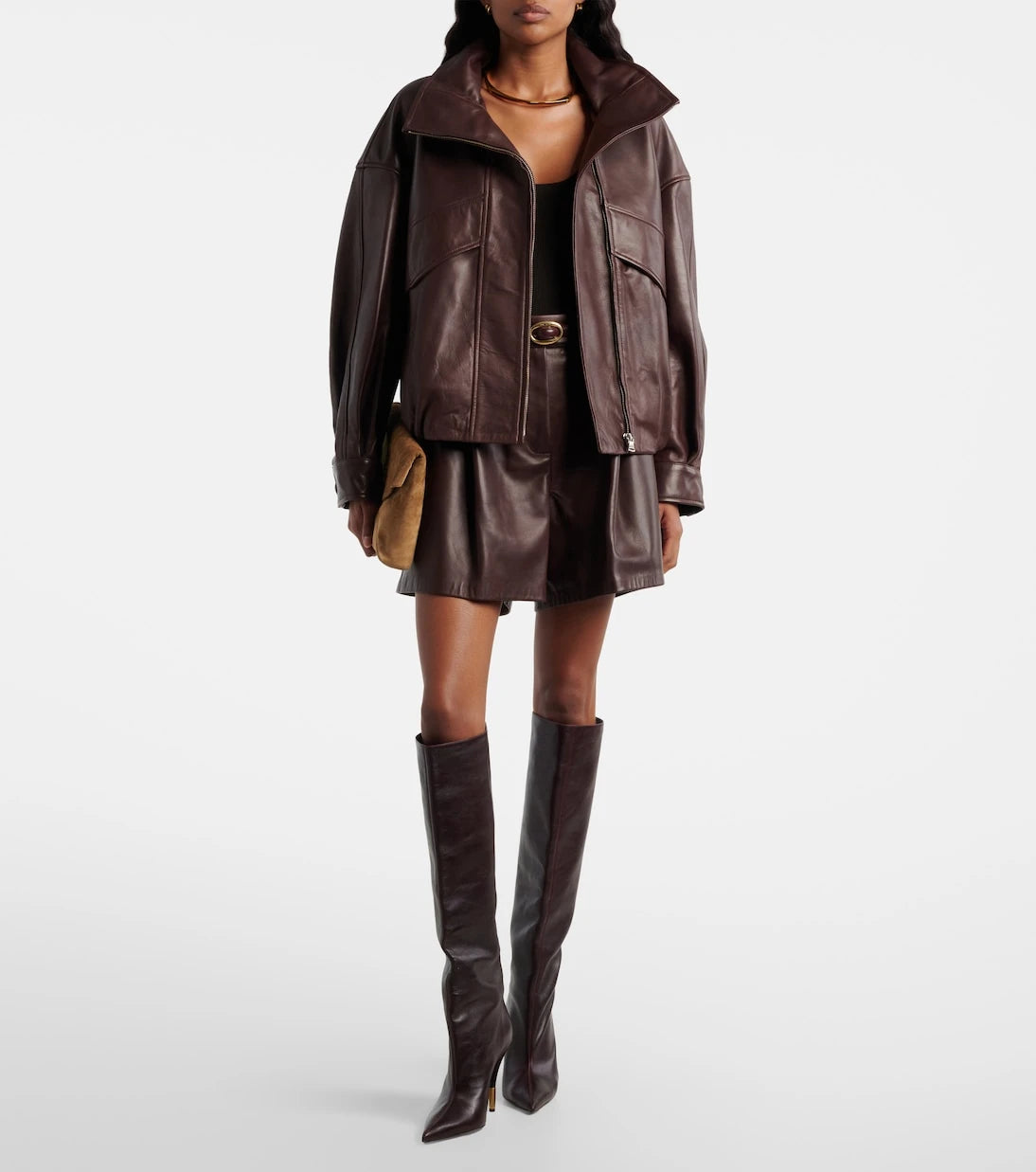 Nour Hammour - Jonah pleated leather shorts
