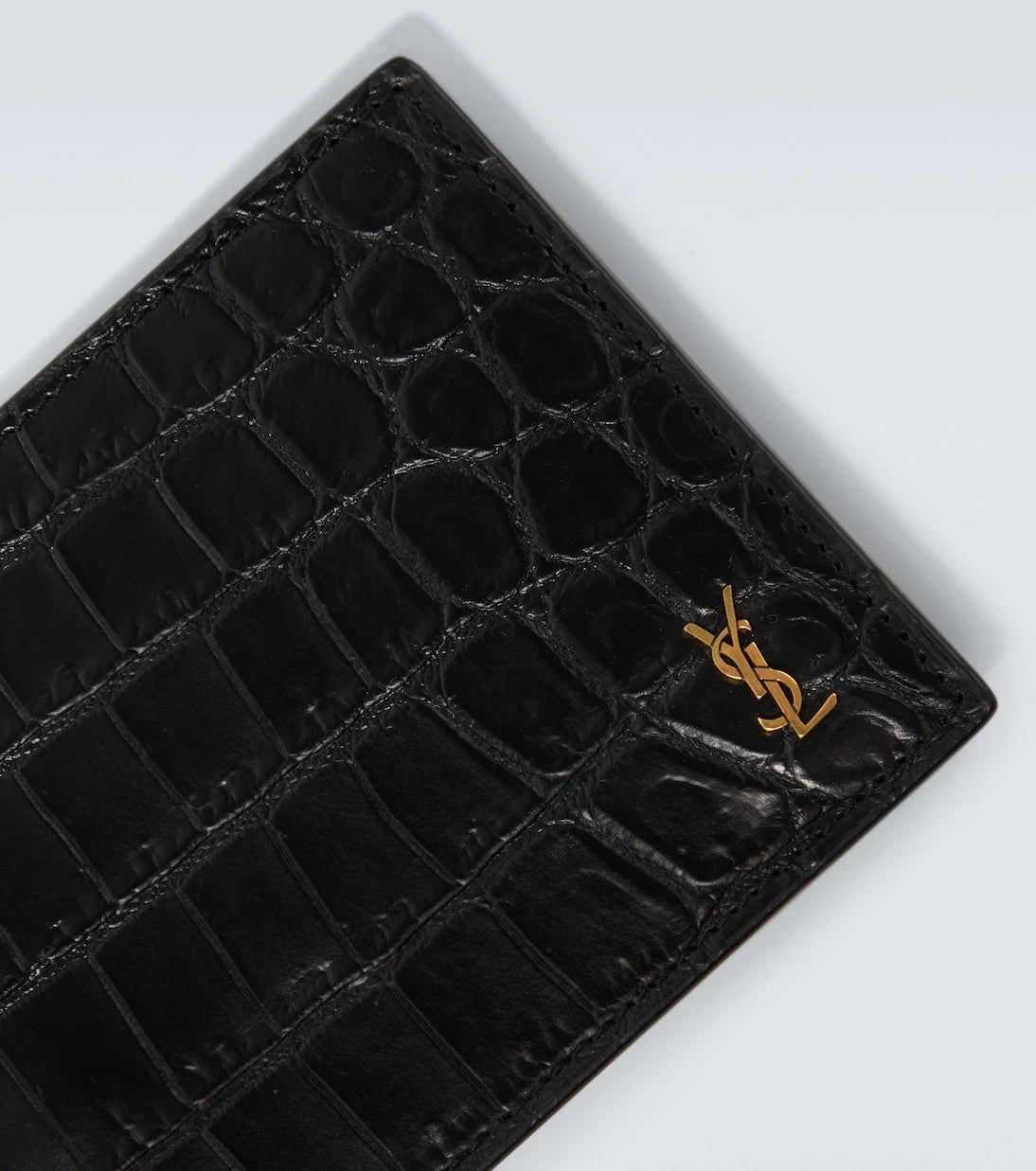 Saint Laurent - Tiny Cassandre croc-effect leather wallet