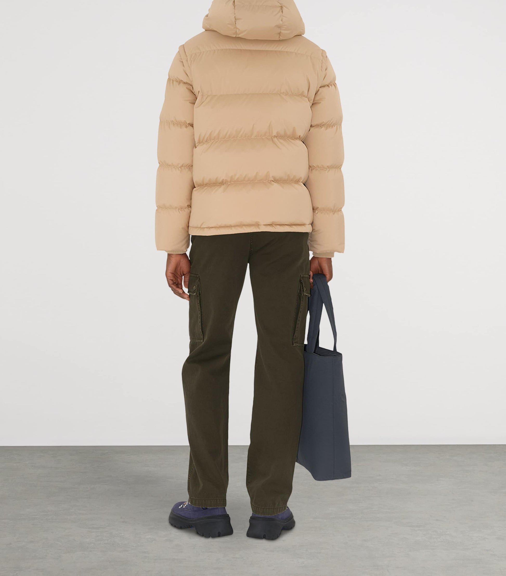 Beige Detachable-Sleeve Puffer Jacket