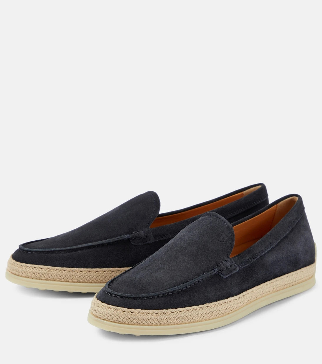 Tod's - Raffia-trimmed suede loafers