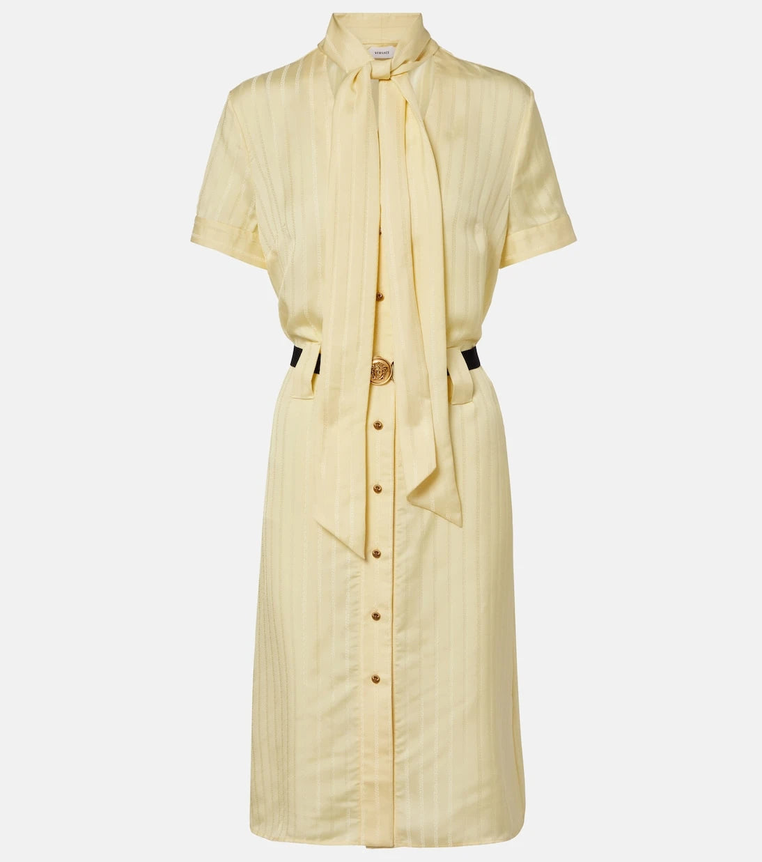 Versace - Greca jacquard satin shirt dress