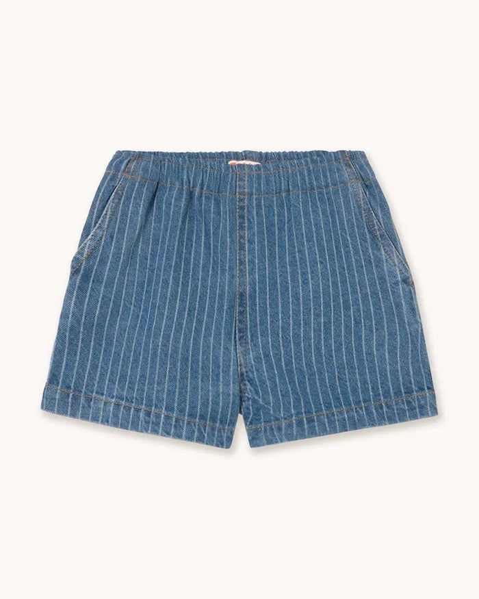 Детски дънков къс панталон Tinycottons STRIPES DENIM SHORTS