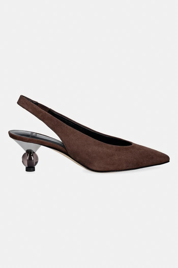 Weekend Max Mara обувки с дебел ток от велур
