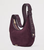 Small Suede Hudson Crescent Shoulder Bag
