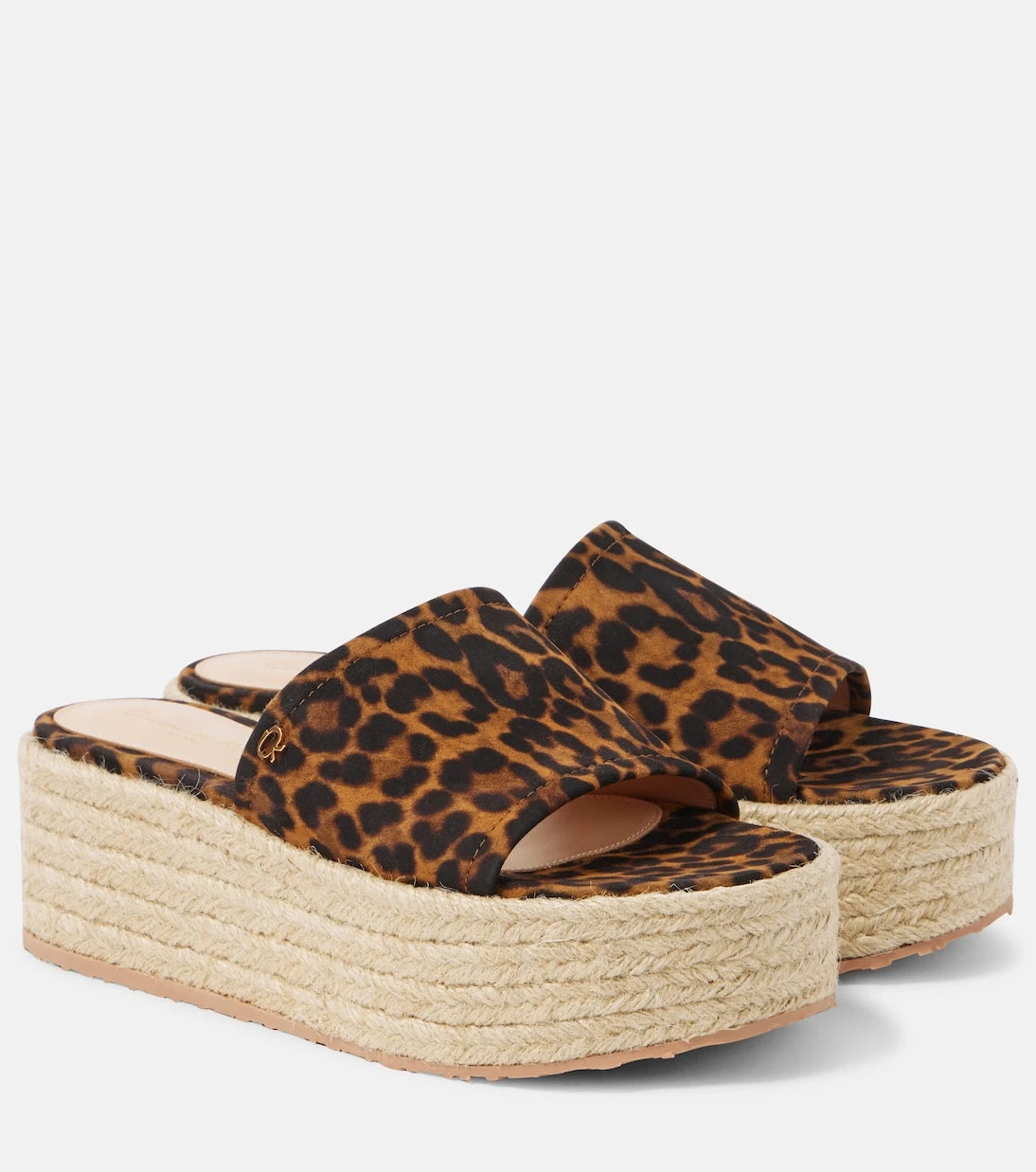 Gianvito Rossi - Leopard-print suede espadrille slides