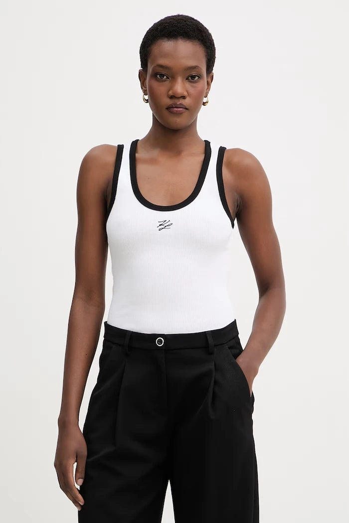 Karl Lagerfeld Kadın Pamuklu Elastan Top