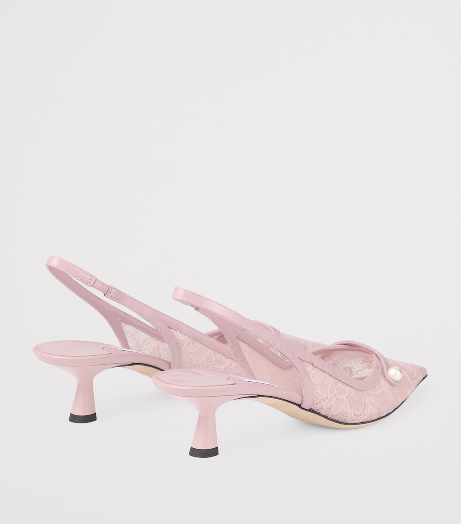 Amita 45 Lace-Leather Slingback Pumps