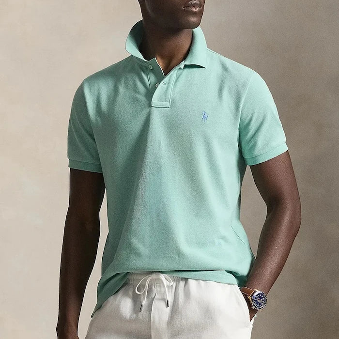 Памучна тениска с яка Polo Ralph Lauren