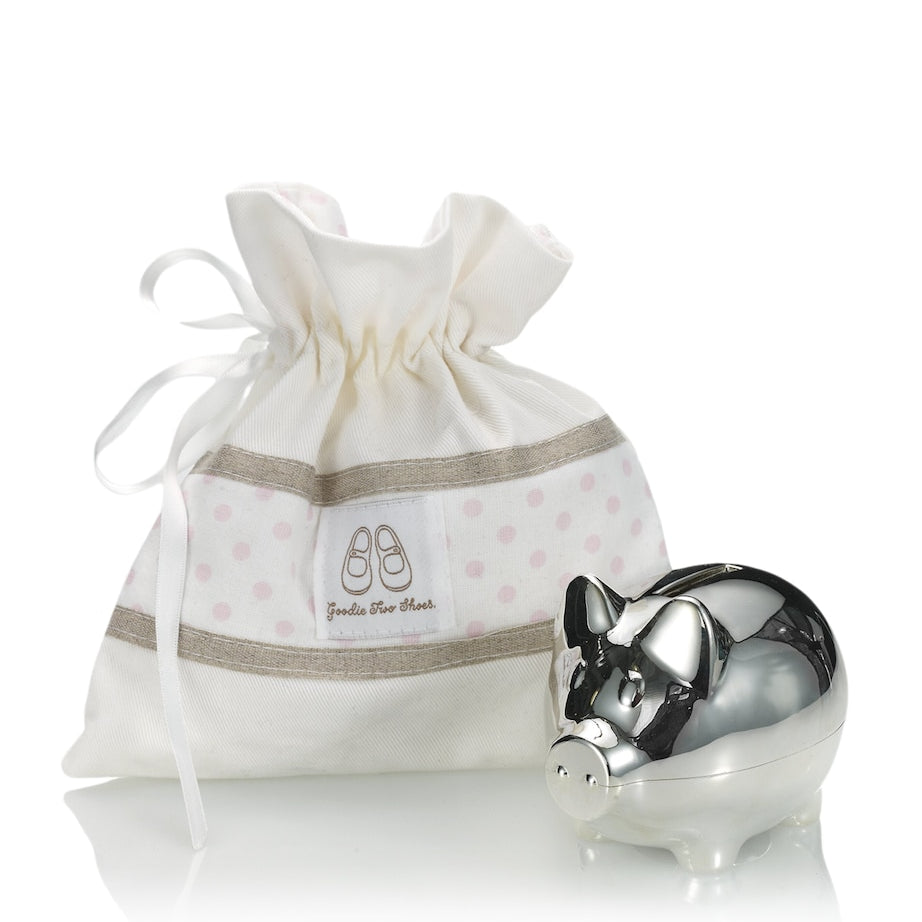 Silver Plated Piggy Bank (Pink)