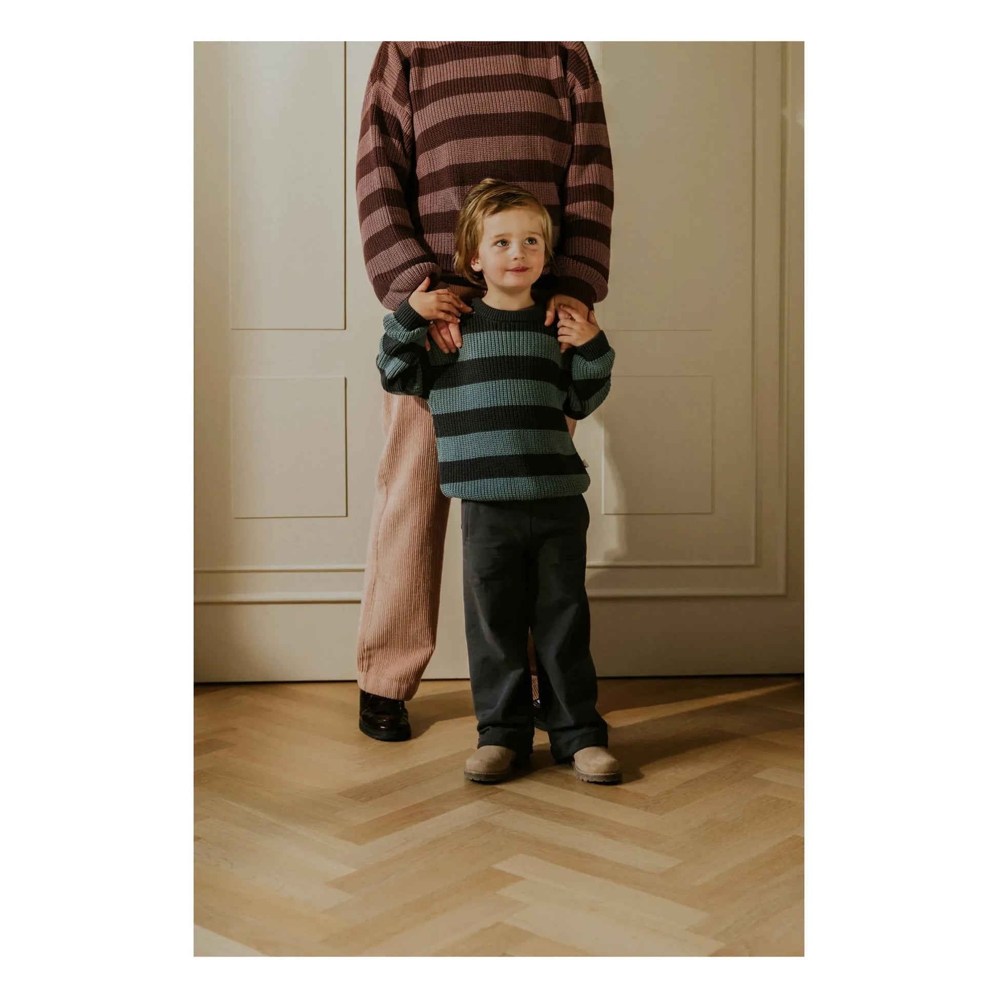 Yuki - Stripes Organic Cotton Sweater | Grey blue