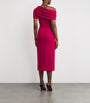 Carolina Herrera Pink Stretch-Virgin Wool Draped Midi Dress