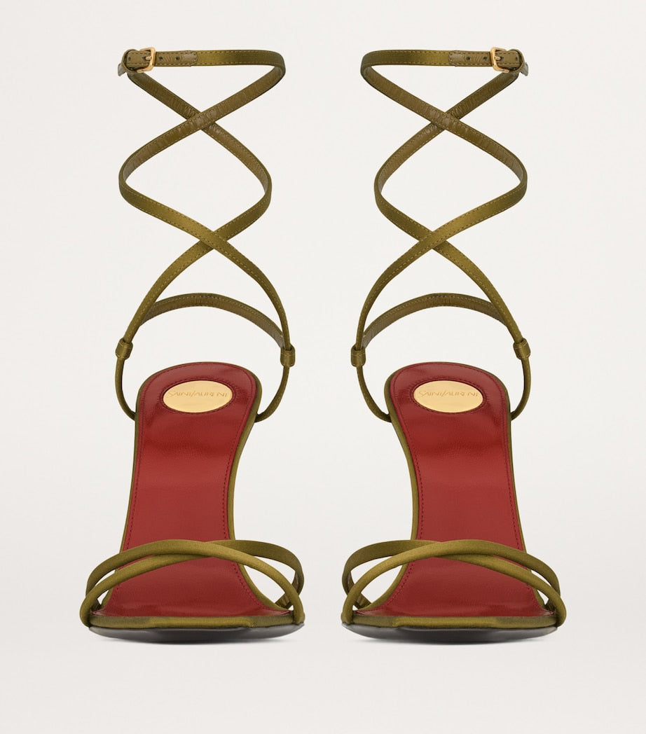 Saint Laurent Brown Silk Opyum Sandals 110