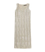 Marina Rinaldi Beige Sequin-Embellished Sacco Midi Dress
