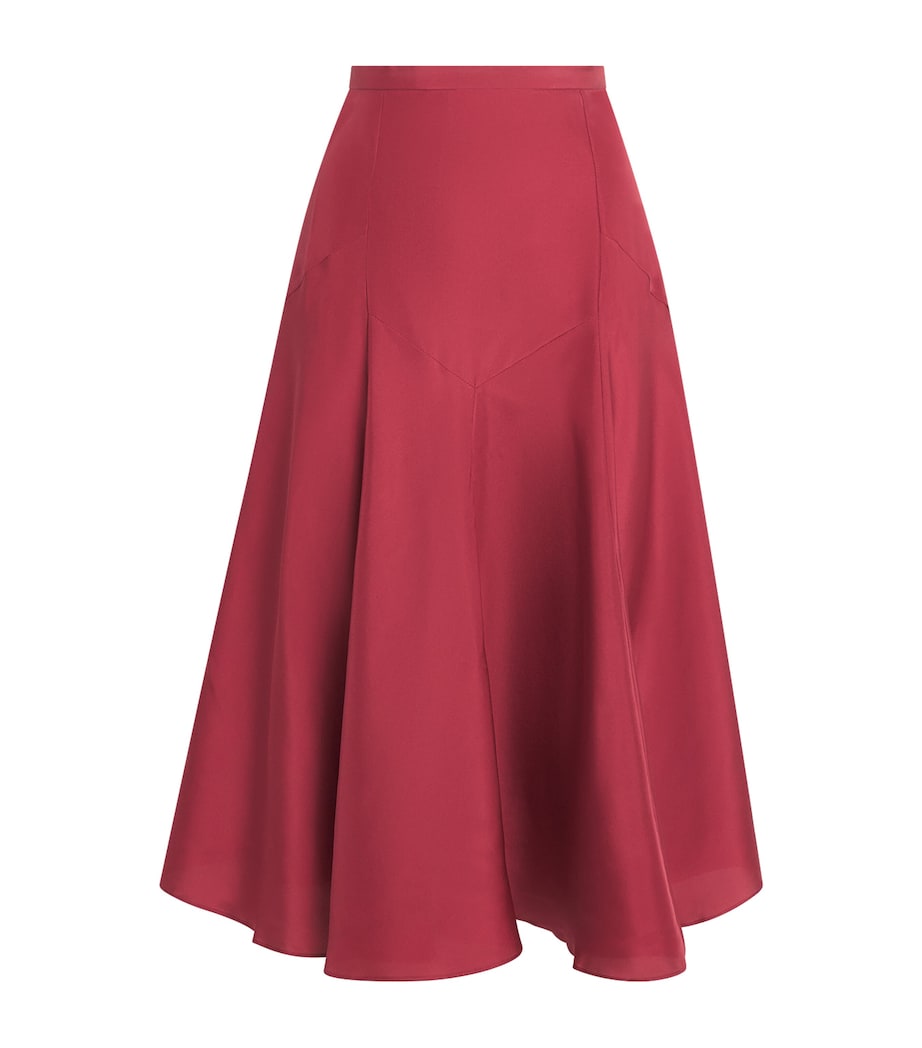 Liberowe Burgundy Silk Dorothy Midi Skirt