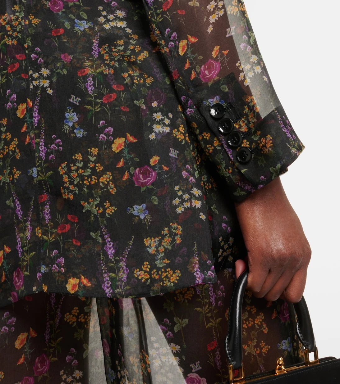 Max Mara - Jabot floral silk organza blouse