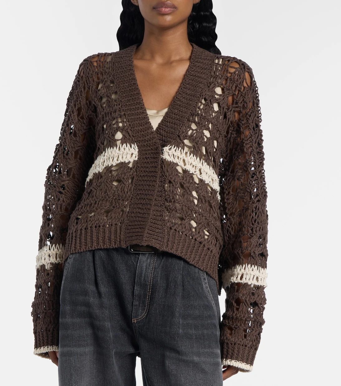 Brunello Cucinelli - Open-knit jute and cotton-blend cardigan