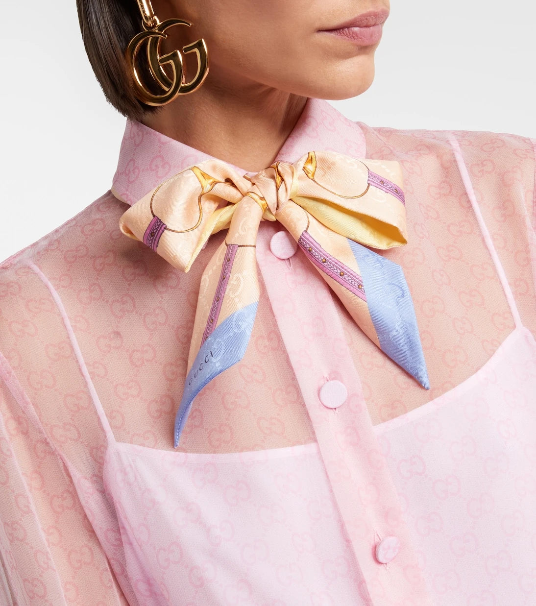Gucci - GG Horsebit silk twill scarf