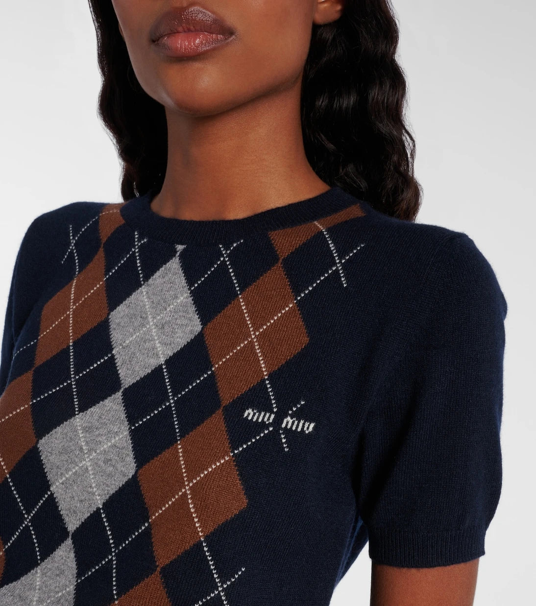 Miu Miu - Argyle knitted cashmere top