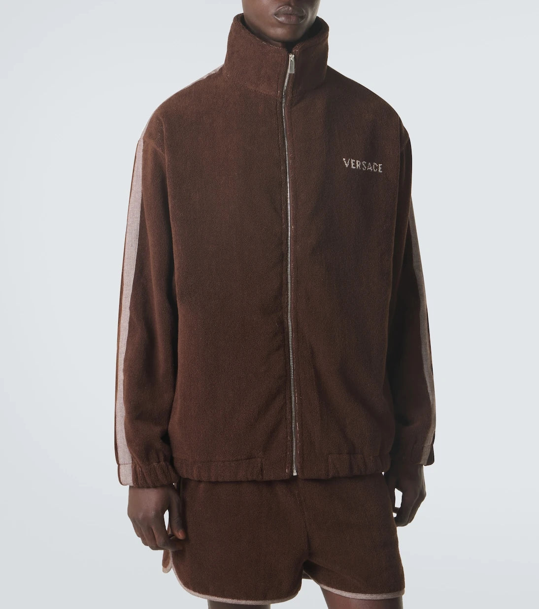 Versace - Logo cotton terry zip-up sweatshirt