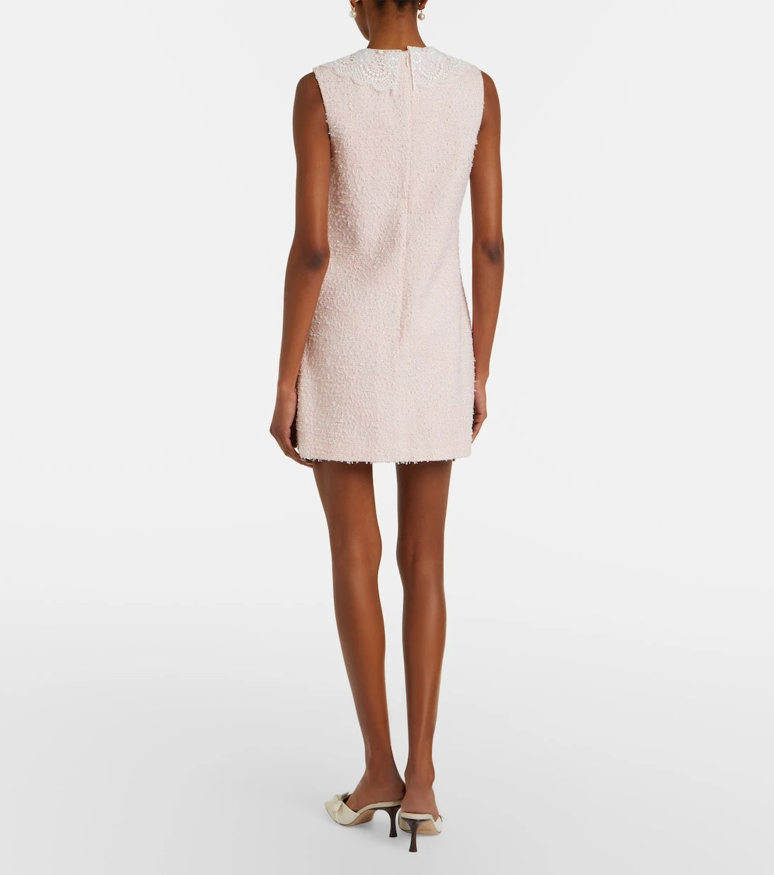 Self-Portrait - Lace-trimmed bouclé minidress