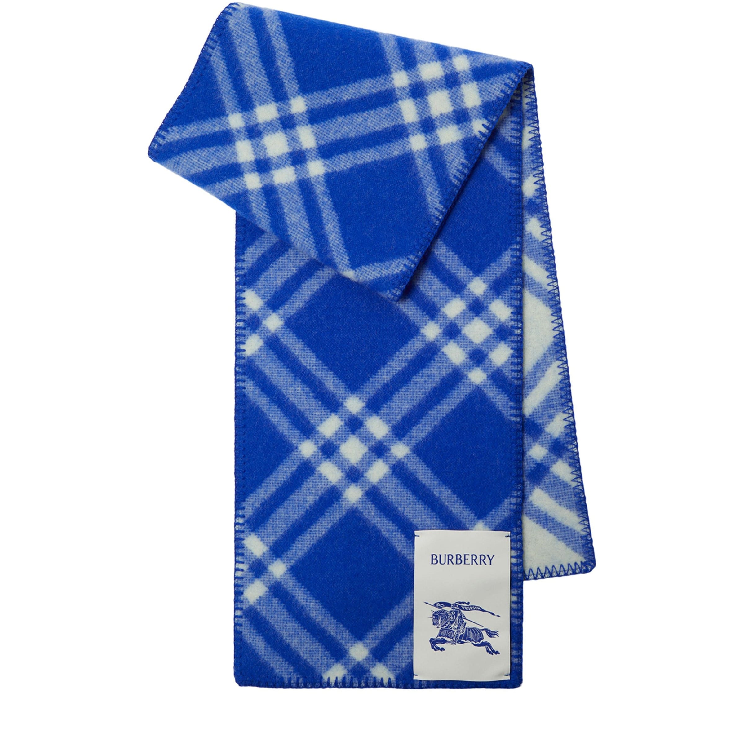 Blue Wool Check Scarf