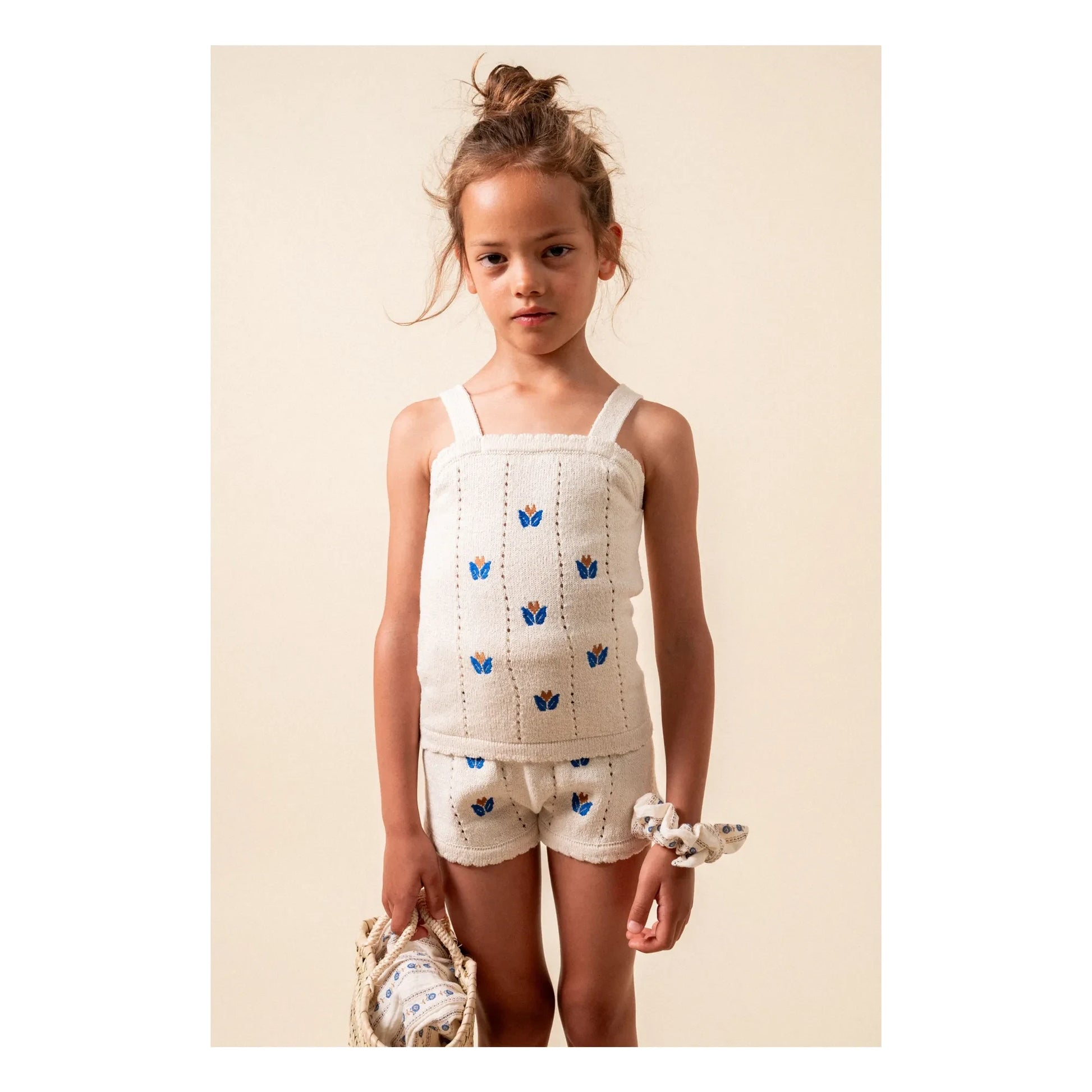 birinit - Embroidered Fine Knit Shorts | Ivory