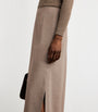 Beige Wool Column Maxi Skirt