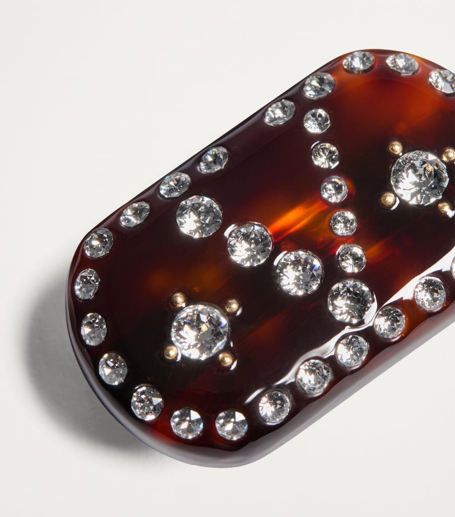 Valentino Garavani Brown Crystal-Embellished V Hair Clip