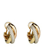 White, Yellow, Rose Gold and Diamond Trinity Hoop Earrings