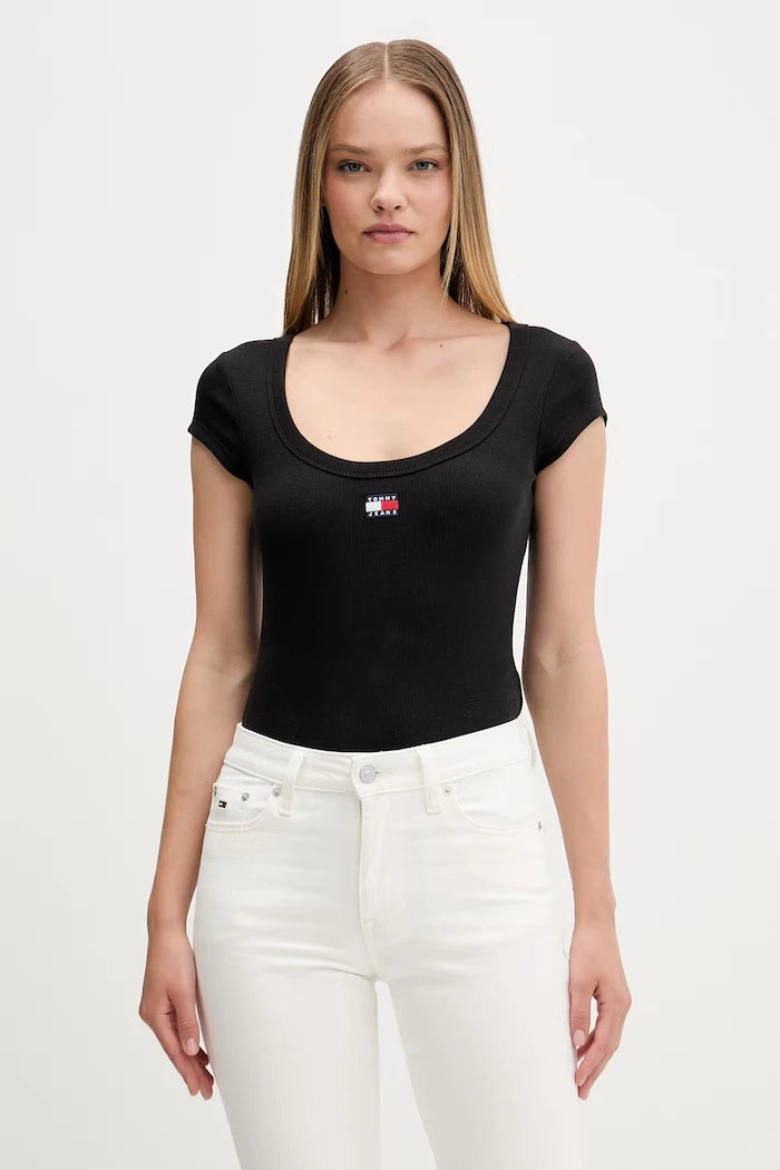 Tommy Jeans kadın pamuklu elastan tişört