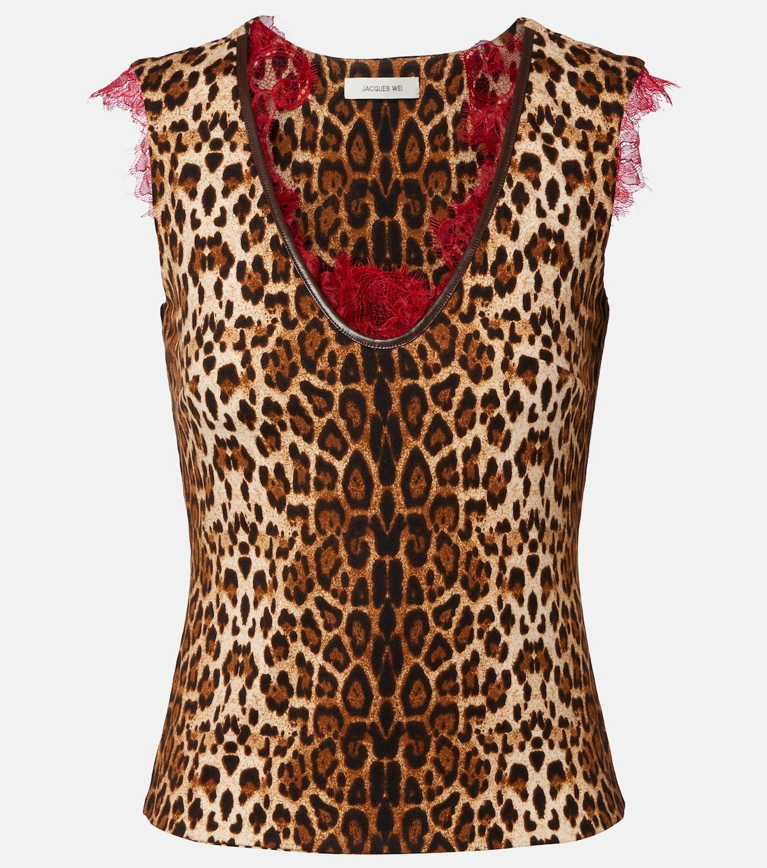 Jacques Wei - Lace-trimmed leopard-print top