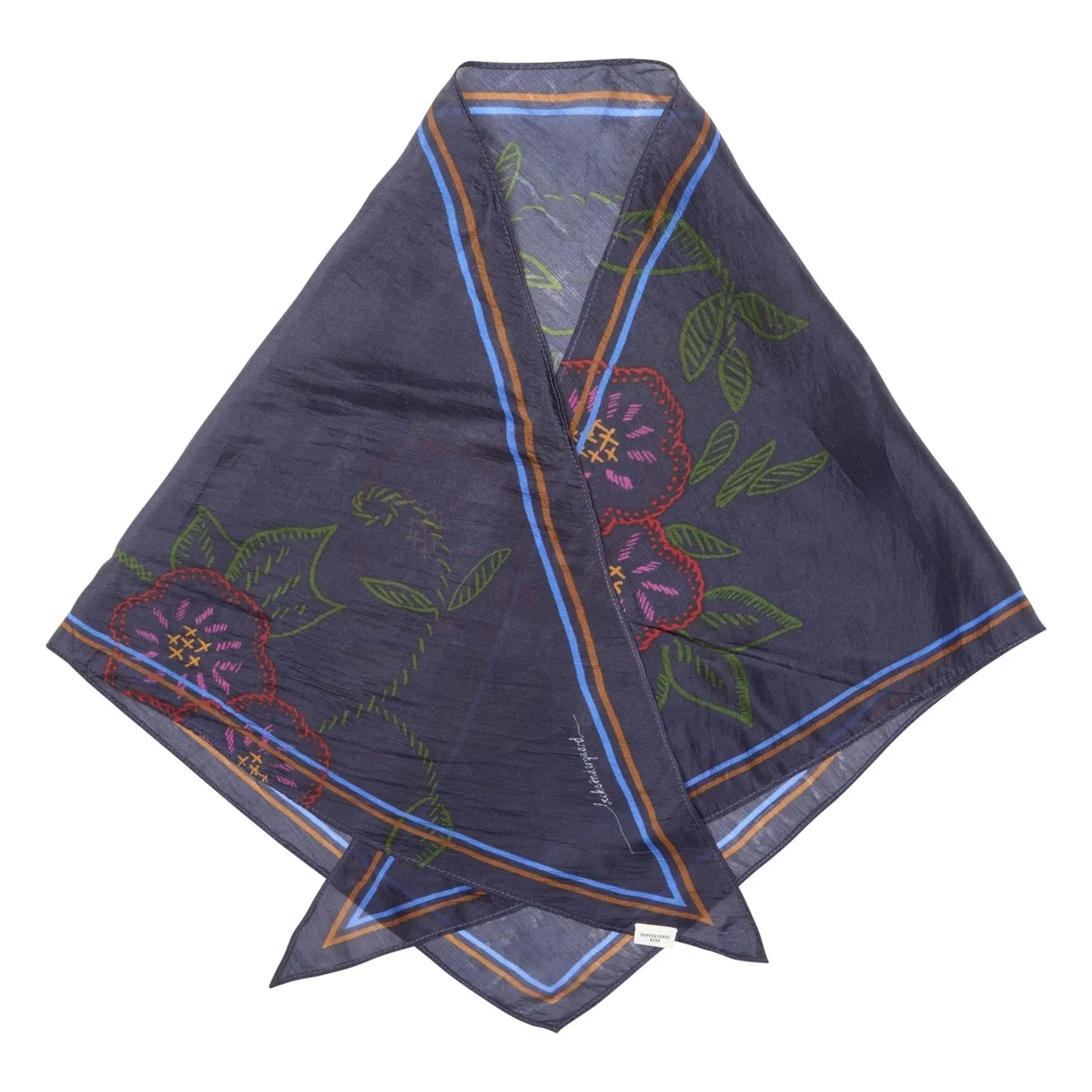 Becksöndergaard - Triangle Scarf Efloria Taby Silk | Navy blue