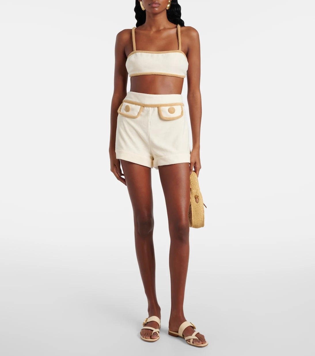 Adriana Degreas - Cotton-blend terry crop top
