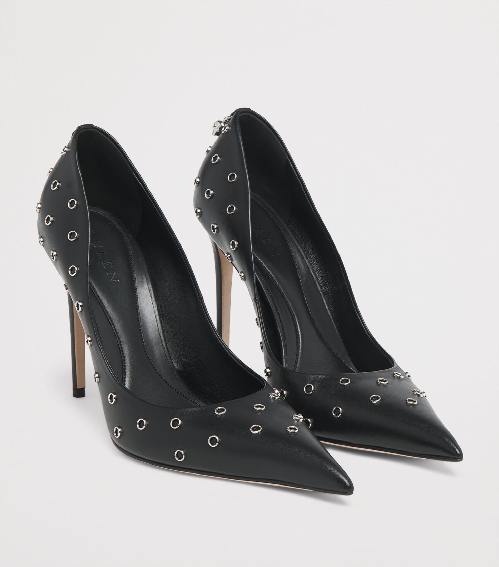 Leather Eyelet-Detail Pumps 100