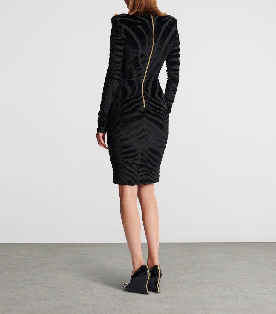 Velvet Zebra Print Mini Dress