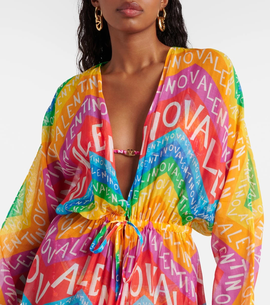 Valentino - Logo cotton-blend beach cover-up