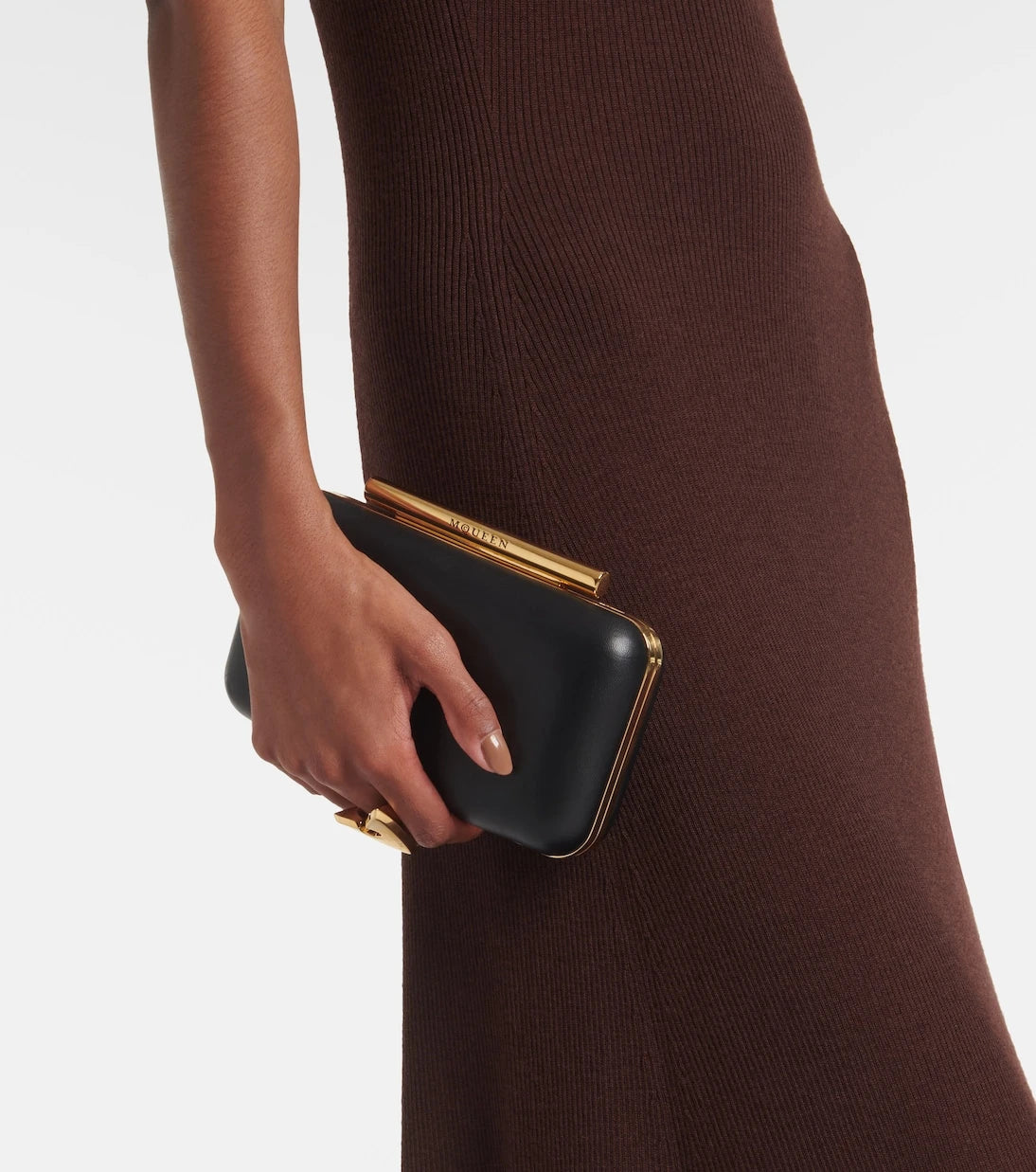 McQueen - T-Bar leather box clutch