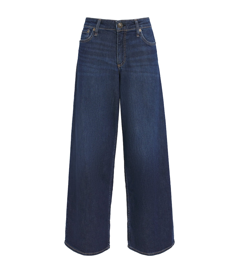 Rag & Bone Blue Aiden Low-Rise Wide-Leg Jeans