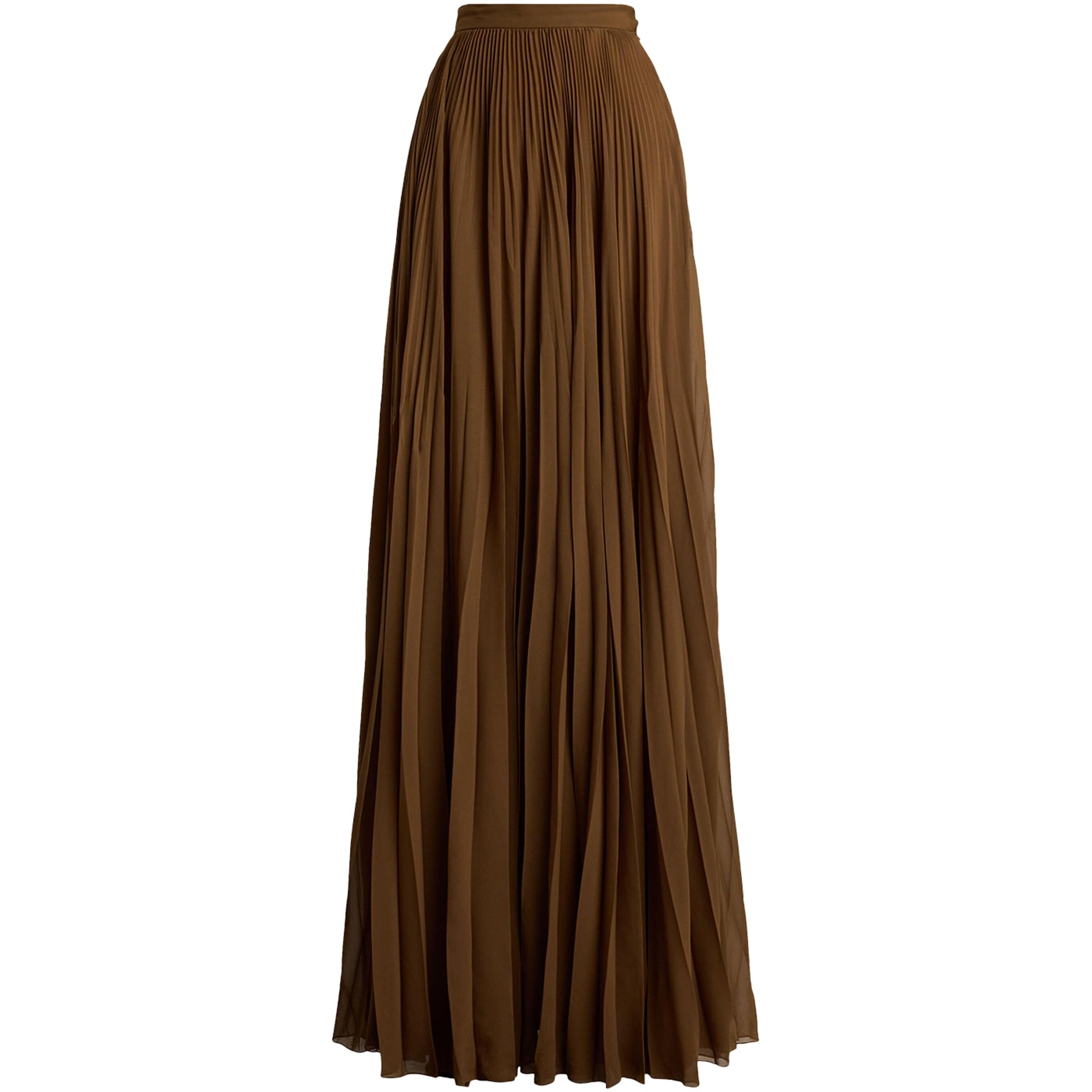 Ralph Lauren Collection Brown Chiffon Pleated Marsha Maxi Skirt
