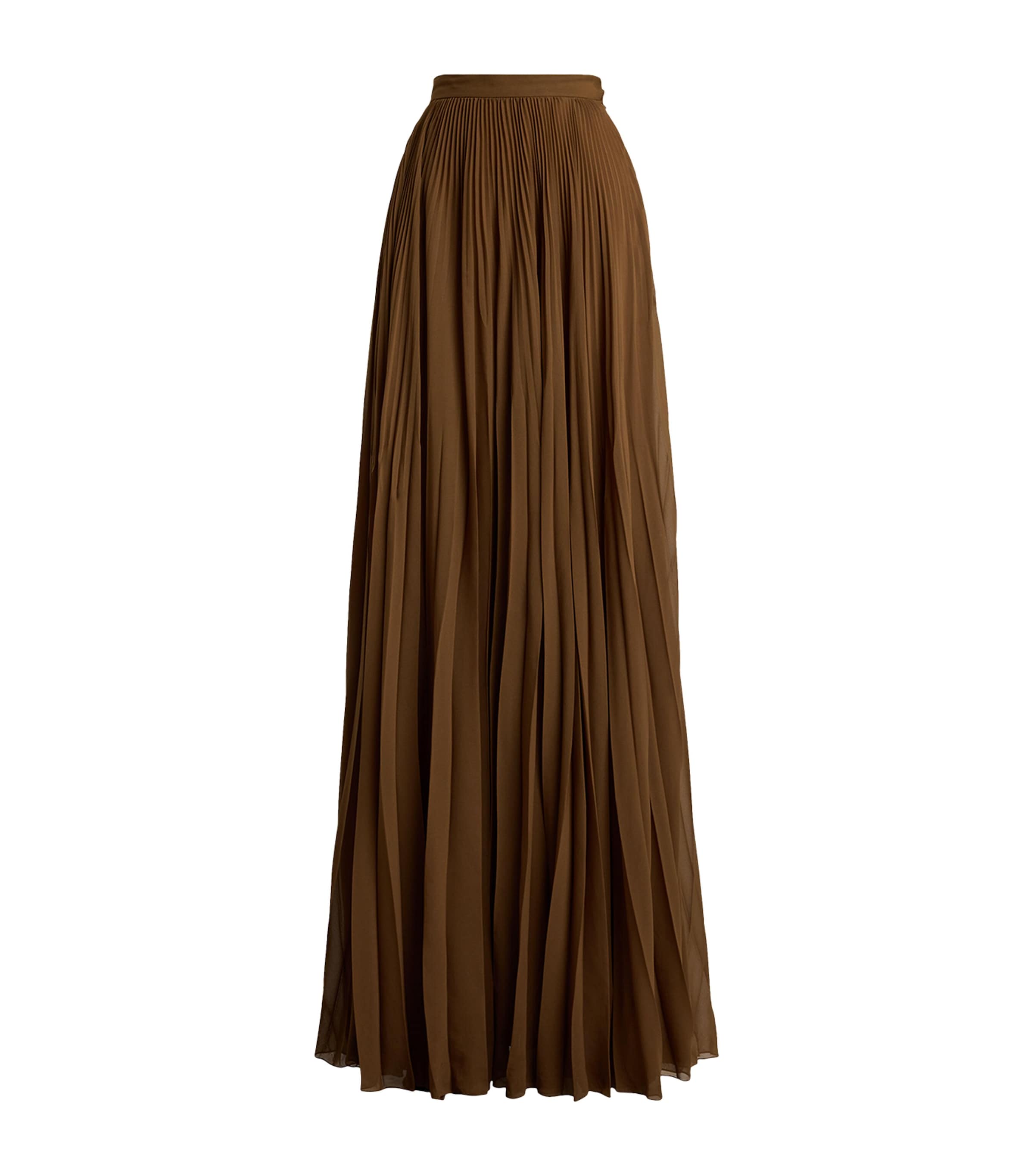 Ralph Lauren Collection Brown Chiffon Pleated Marsha Maxi Skirt