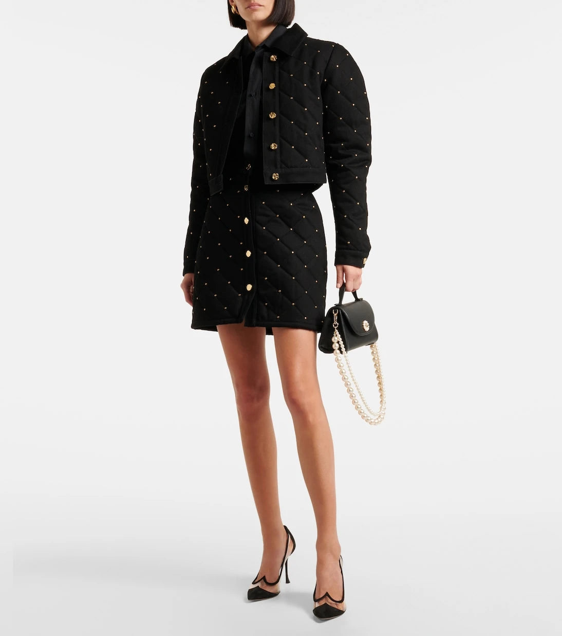 Nina Ricci - Embellished cropped denim jacket